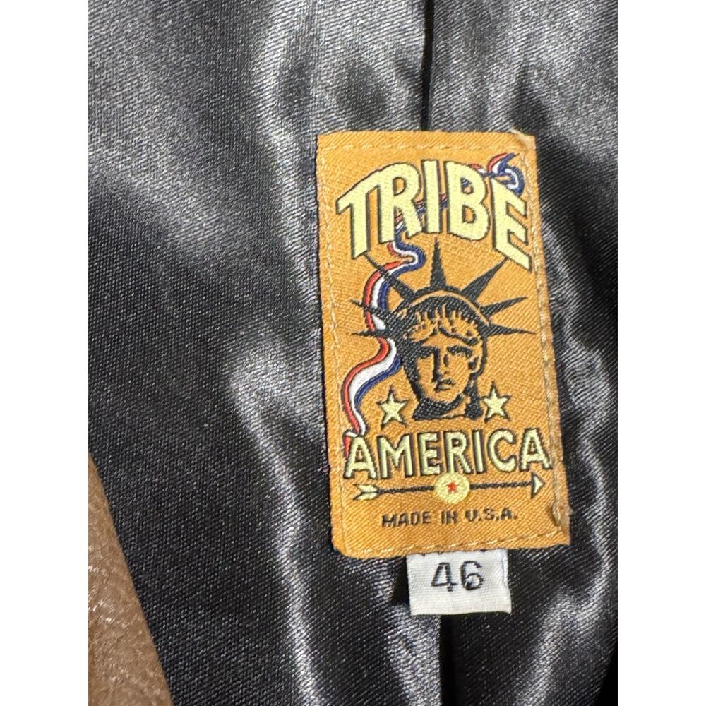 Tribe America Leather Vest Mens Size 46 Brown Buffalo Nickel Snaps Lined USA - Picture 14 of 14